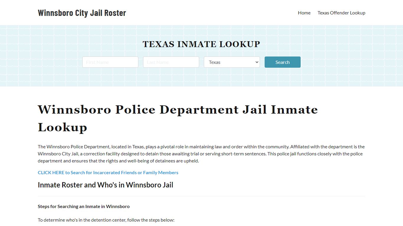 Winnsboro Police Department & City Jail, TX Inmate Roster, Arrests ...